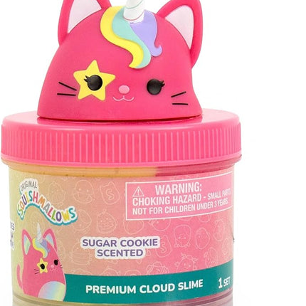 Original Squishmallows Sienna the Caticorn Premium Cloud Slime, Sugar Cookie-Scented, 8 oz., Storage Container with Figurine Topper, Rubber Charm, Goodie Bags Stuffers, Kids Party Favors, Sensory Toys