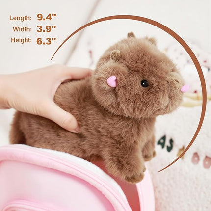 OUOZZZ Highland Cow Stuffed Animal - 9.4" Plush Toy Mini Baby Scottish Cow- Soft & Realistic, Travel-Friendly & Portable Gift for Girls, Boys, Toddlers & Kids