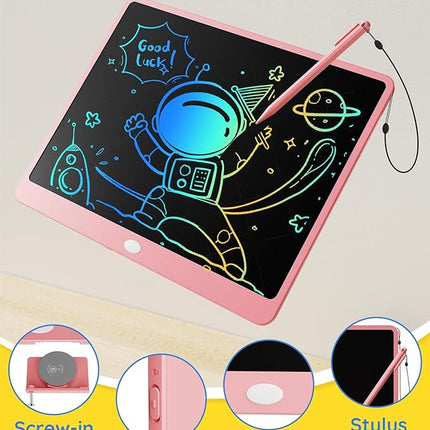 TEKFUN LCD Writing Tablet Doodle Board, 16 Inch Colorful Drawing Tablet Writing Pad,Toddler Toys for 3 4 5 6 7 8 9 Year Old Girls Boys Teen Adults,Birthday Gifts for Kids (Pink)