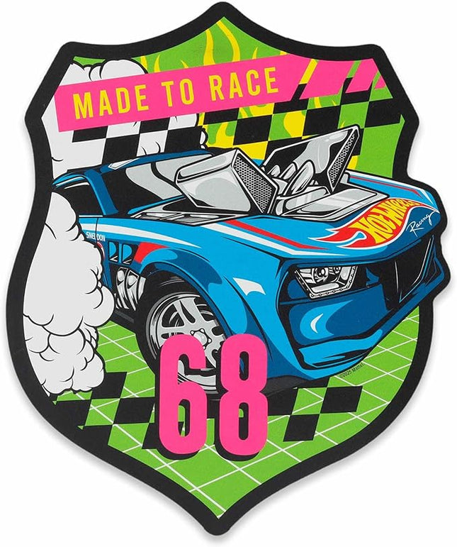 Hot Wheels Made to Race Wood Wall Decor - Bold Hot Wheels Racing Sign Featuring Blue Muscle Car Art