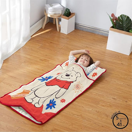 Super Soft Plush Toddler Quilted Nap Mat with Built in Blanket and Pillow