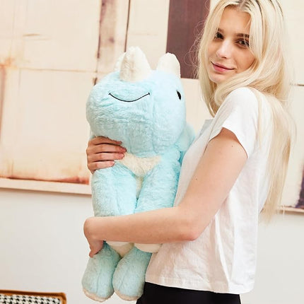 uoozii 24" | 5 Pounds Blue Dinosaur Weighted Stuffed Animals with Unscented Microwavable Heating Pad, Cute Coolable Heatable Weighted Plush Warm Gift for Kids & Adults