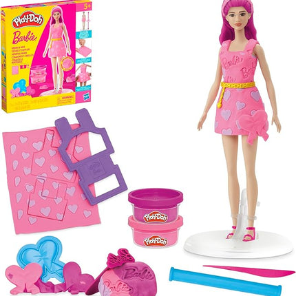 Play-Doh Barbie Hearts and Hair Set, Make Doll Clothes with Modeling Compound & 10 Fashion Accessories, Arts & Crafts for Girls & Boys 5+