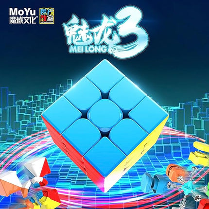 CFMOUR Speed Cube 3x3x3 - Moyu Meilong 3C, Stickerless Magic Cube 3x3, Fast Smooth Turning Vivid Colour 3D Puzzle Brain Toy Travel Games, Turns Quicker Than Original