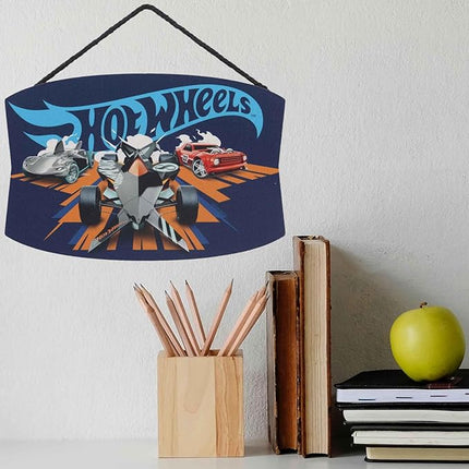 Hot Wheels Racers Hanging Wood Wall Decor - Fun Hot Wheels Sign for Kids' Bedroom or Play Room