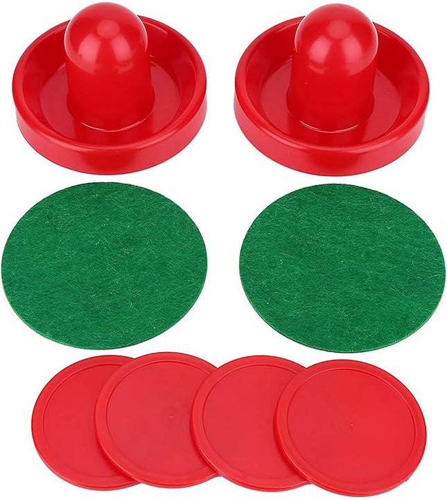 Table Air Hockey Red Pushers and Pucks Set, Plastic Air Hockey Goalies Pushers Pucks Set for Standard Air Hockey Tables