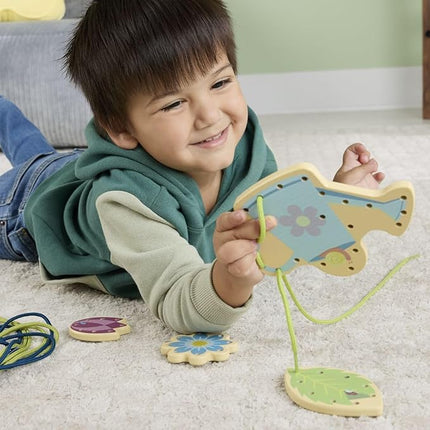 Fisher-Price Wood Preschool Toy Lacing Activity Cards, Tiny Garden 10-Piece Set for Fine Motor Skill Development Kids Ages 3+ Years (Amazon Exclusive)