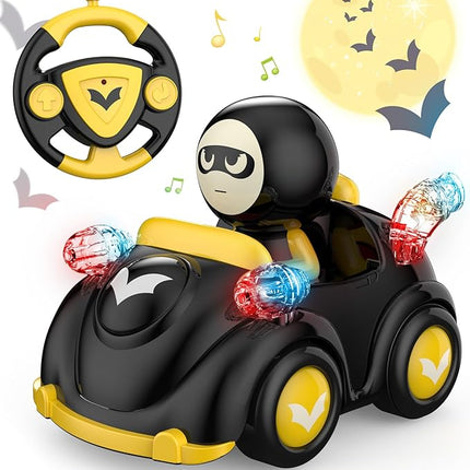 NQD Bat Remote Control Car for Toddlers, RC Cars with Music and Lights, ABS Material RC Cartoon Race Car Toys for Kids Birthday Gifts for Boys