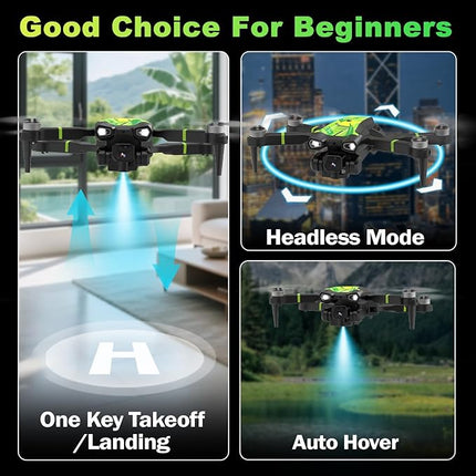 M18 1080P Mini Drone with Brushless Motor Foldable RC Quadcopter for Adults Optical Flow Positioning Headless Mode