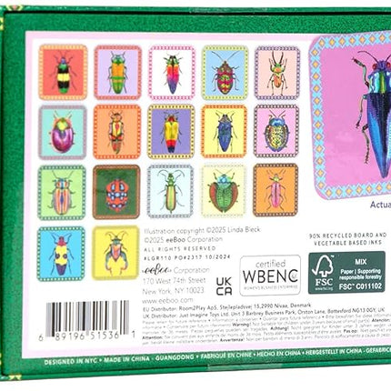 eeBoo: Memory & Matching Game- Little Beetles- 18 Illustrated Matching Pairs, Concentration Tile Game, Informative Insert, Kids Ages 3+, 1-4 Players