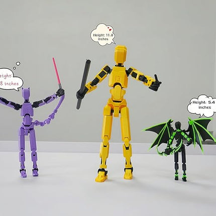 T13 Action Figure Assembly Completed,Large 11.8-inch 3D Printed T13 Action Figure, Titan 13 Action Figure Dummy 13 Action Figure Lucky 13 Action Figure 3D Printed Multi-Jointed Movable (Golden Giant)