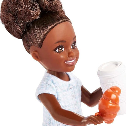Barbie Chelsea Can Be Playset, Brunette Barista Small Doll with Removable Outfit & 7 Career Accessories Including Coffee Maker