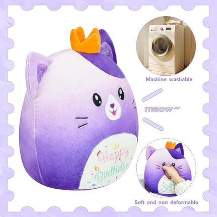 Cat Stuffed Animal Cat Plush Toys 12 Inch Soft Plushies Pillow Cute Gradient Purple Plushies Room Decoration Birthday Gifts for Kids Toddlers Girls and Boys