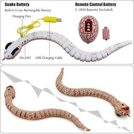 Tipmant Realistic Remote Control Snake RC Animal Toy Crawling Electric Electronic Battery Powered Honored for Kids Cat Halloween Christmas Prank Toys Birthday Gifts (Pink)