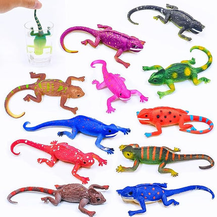 10PCS Lizard Animal Figurines, Color Changing Chameleon Toy, Stretchy Realistic Reptile Playset, for Kids 3 Years and up, Novel Gag Toy, for Goodie Bag Fillers,Cake Topper, Easter Egg Stuffing