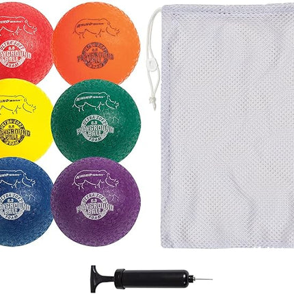 Champion Sports Super Soft Playground Ball Set – Rhino Skin® Foam Inflatable Balls for Indoor & Outdoor Play Durable, Lightweight & Safe for All Ages, Set of 6 with Pump & Mesh Bag