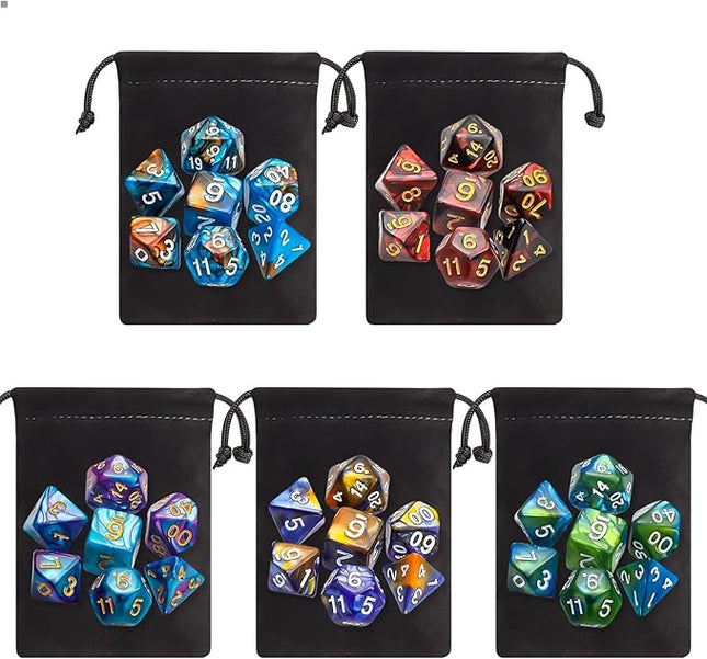 CiaraQ Polyhedral Dice Set - DND Role Playing Dice for Dungeons and Dragons RPG Table Games, Double-Color, 35pcs