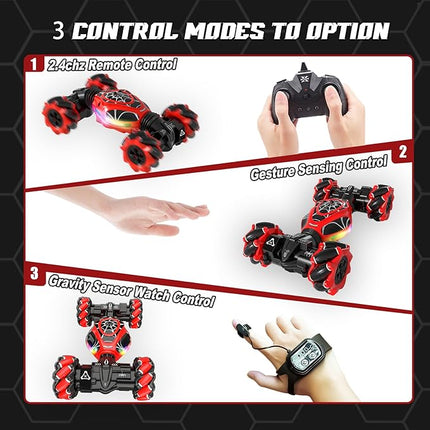 Spider Gesture Rc Car Hand Controlled Stunt Car, 4WD Drift Twist Off-Road Vehicle with Light Music, Birthday Xmas Gifts Suitable for 6-12 Year Boys and Girls
