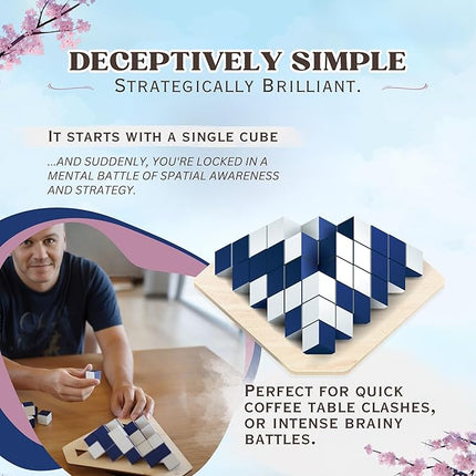 yamma 4-in-a-Row Game with Wooden Spinning Board, 3D Visual Strategy Experience for Ages 12+, a Quick and Clever Challenge Ideal for Families, Teens, and Casual Players