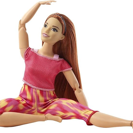 Barbie Made to Move Doll, Curvy, with 22 Flexible Joints & Long Straight Red Hair Wearing Athleisure-wear for Kids 3 to 7 Years Old