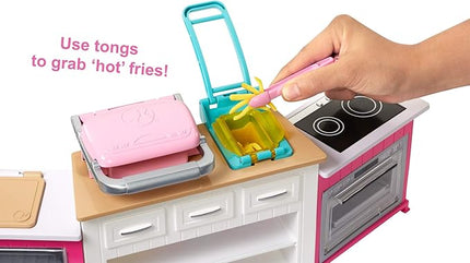 Barbie Kitchen Playset with Doll, Lights & Sounds, Food Molds, 5 Dough Colors and 20+ Accessories