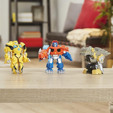 Transformers Playskool Primal Team-Up 3-Pack with Optimus Prime,Bumblebee, and Grimlock Converting Dinosaur Figures, 4.5-Inch Toys, Ages 3 and Up (Amazon Exclusive)