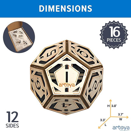 3D Wooden Puzzles for Teens & Adults – Smart Brain Teaser Puzzles, Wood Models, Creative & Educational Fun, Sustainable Materials, Ages 14 and Up Dodecahedron D12