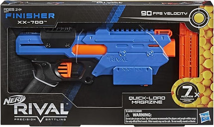 Nerf Rival Finisher XX-700 Blaster - Quick-Load Magazine, Spring Action, Includes 7 Official Rival Rounds - Team Blue