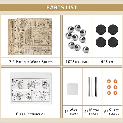 3D Wooden Puzzle Marble Run for Adults, DIY Marble Run Wooden Model Kit, HDF Material, Mechanical Puzzle, Modern Style, 334 Pieces, 1 Set, 1 Item, 1 Package