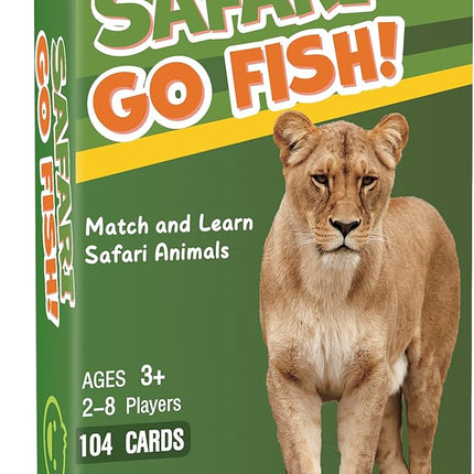 BenBen Go Fish Card Game for Kids, 104 Picture Cards, Jumbo Size, Safari Animal Learning Playing Cards, Memory Matching Games with Real Photos Fun Facts, 2-8 Players, Easter Basket Stuffers