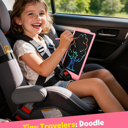 TEKFUN LCD Writing Tablet Doodle Board, 10inch Colorful Drawing Pad for Kids, Mess Free Coloring for Toddlers, Toys Gifts for 3 4 5 6 7 8 Year Old Girls Boys (Pink)