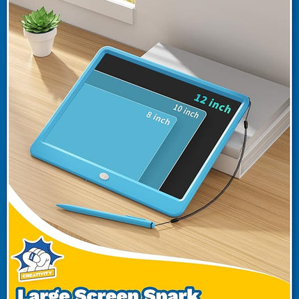 TEKFUN Large Screen 12inch LCD Writing Tablet with Anti-Lost Stylus, Erasable Doodle Board No Mess Drawing Pad, Car Trip Travel Toys for Kids, Birthday Gift for 3 4 5 6 7 Girls Boys