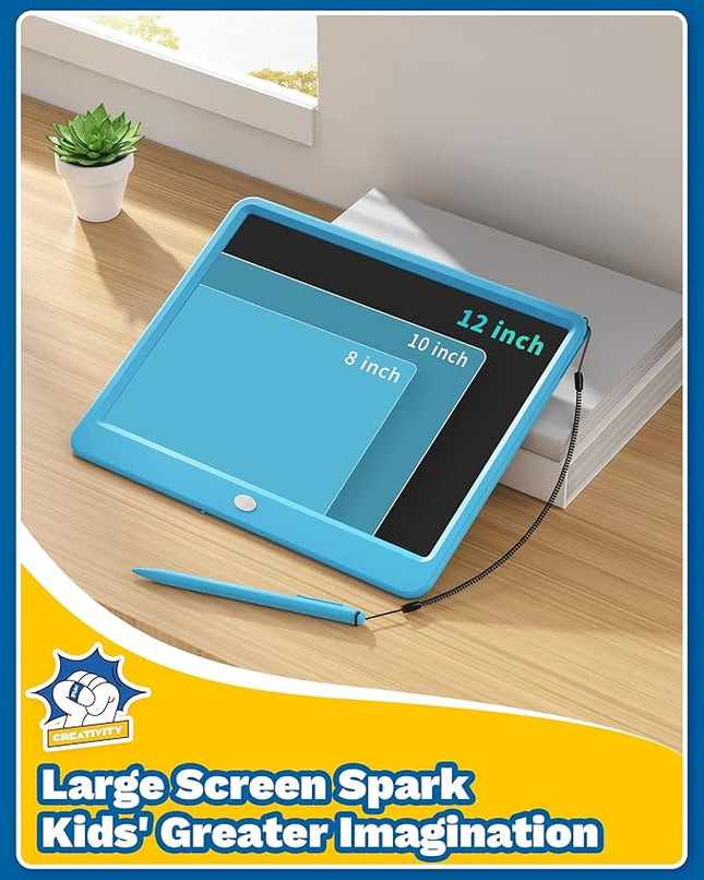 TEKFUN Large Screen 12inch LCD Writing Tablet with Anti-Lost Stylus, Erasable Doodle Board No Mess Drawing Pad, Car Trip Travel Toys for Kids, Birthday Gift for 3 4 5 6 7 Girls Boys