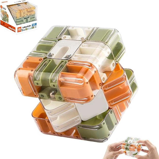 Large 3D Labyrinth Cube Puzzle - Engaging Brain Teaser Toy, 3D Maze Cube, Brain Training Puzzle, Improve Spatial Recognition and Cultivate Logical Thinking