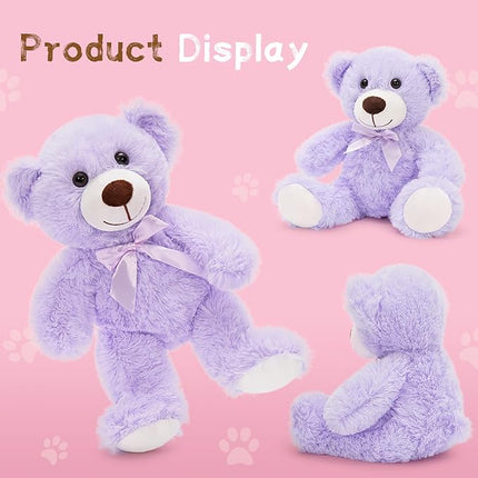 MaoGoLan Bulk Teddy Bear Baby Shower, 10 Packs Small Teddy Bear Stuffed Animals in Bulk,13.5" Small Stuffed Bears Plush for Wedding,Birthday,Christmas, Party Decorations,Purple