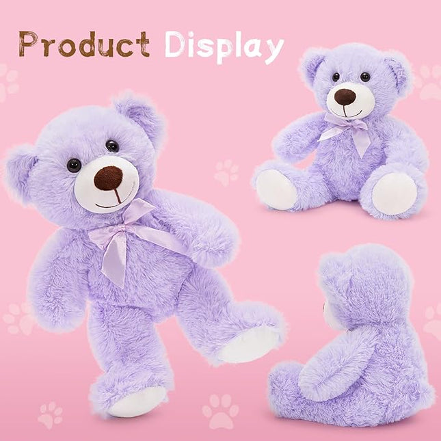 MaoGoLan Bulk Teddy Bear Baby Shower, 10 Packs Small Teddy Bear Stuffed Animals in Bulk,13.5" Small Stuffed Bears Plush for Wedding,Birthday,Christmas, Party Decorations,Purple