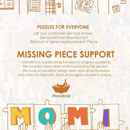 MOMIBOOK Puzzles for Adults 1000 Pieces Jigsaw Puzzles of Happy Shopping at The Market, Painting Image Town Difficult Challenging Hard Impossible Puzzle Unique Funny Party Christmas Birthday Gifts