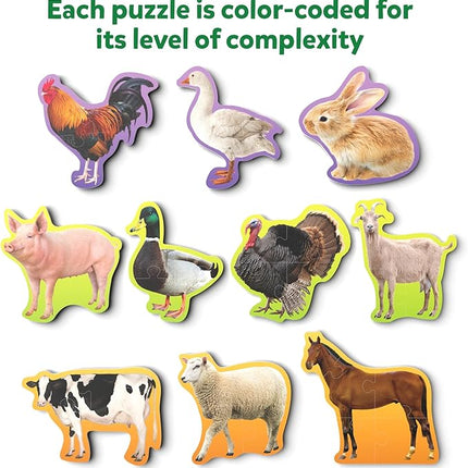 Skillmatics Step by Step Puzzles - 40 Piece Jigsaw & Toddler Puzzle, Montessori Educational Toy for Boys & Girls, Farm Animals, Travel Friendly, Gifts for Kids Ages 3, 4, 5 and Up