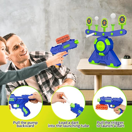 GMAOPHY Shooting Games Toy Gift for Age 5, 6, 7, 8, 9, 10+ Years Old Kids, Glow in The Dark Boy Gift Floating Ball Targets with Foam Dart Toy Blaster, 10 Balls 5 Targets
