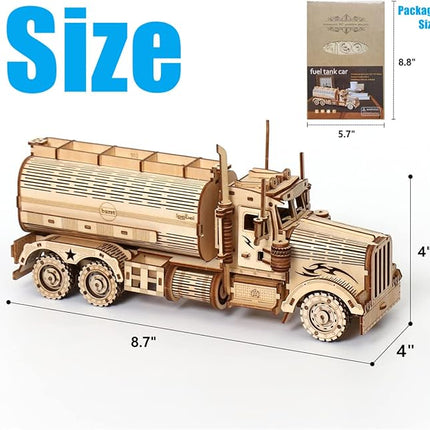3D Wooden Puzzle - Wood Mechanical Tank Truck Model Kits - Coin Bank Crafts Model - Wooden STEM DIY Brain Teaser Puzzles, 3D Puzzle for Birthday Adults & Teens