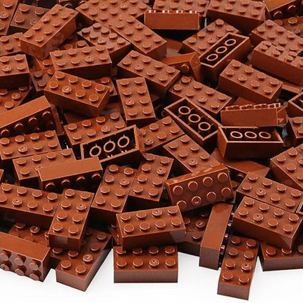 Feleph 2x4 Bricks 320 Pieces Reddish Brown Parts Building kit Creative Play Set Classic Blocks Toy Accessories Compatible with 3001 Major Brands (Reddish Brown)