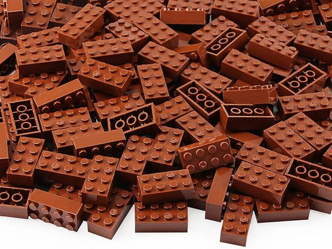 Feleph 2x4 Bricks 320 Pieces Reddish Brown Parts Building kit Creative Play Set Classic Blocks Toy Accessories Compatible with 3001 Major Brands (Reddish Brown)