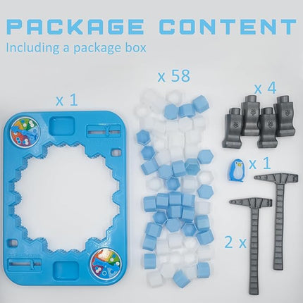 Save Penguin Break Ice Frozen Game for Kids, Protect The Iceberg Penguins Trap on Ice Icebreaker Board Games Toy for Adults Family Childrens Kid Ages 4-8 with Replacement Cubes and Hammer