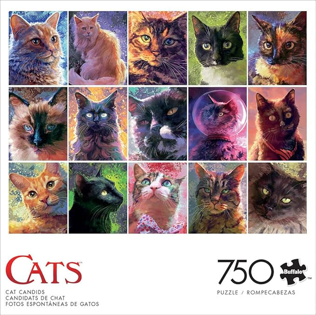 Buffalo Games - Louise Goalby - Cat Candids - 750 Piece Jigsaw Puzzle for Adults -Challenging Puzzle Perfect for Game Nights - Finished Size is