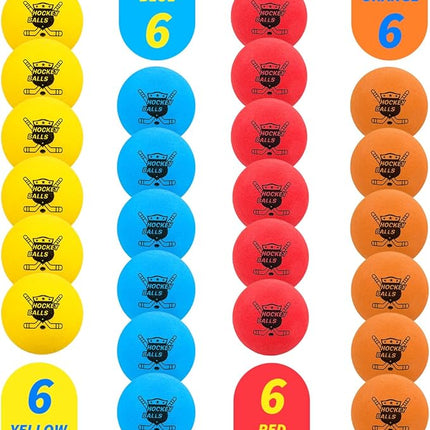 Pandahero 24-Pack Mini Hockey Foam Balls for Indoor Floor & Knee, Soft Street Hockey Balls Party Favors, Toys & Gifts for Boys 8-12