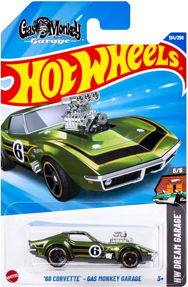 Hot Wheels '68 Corvette Gas Monkey Garage, Green, HW Dream Garage Collection 5/5, 134/250