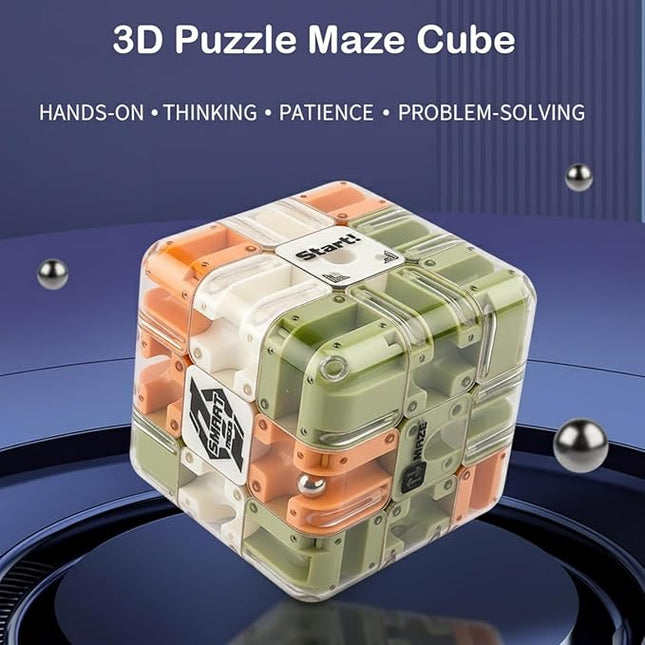 Large Labyrinth 3D Puzzles Maze Cube - Engaging Brain Teaser Toy, 3D Maze Ball, Magic Cube & Ball Dual-Use, Improve Spatial Recognition, Relieve Stress, and Cultivate Logical Thinking (Natural)