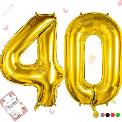 Smlpuame 40 inch Number Balloon 0-9 Gold Large Number 40 Balloons,Digital Balloons for Birthday Party Celebration Decorations Supplies, Helium Foil Number Balloons for Wedding Anniversary