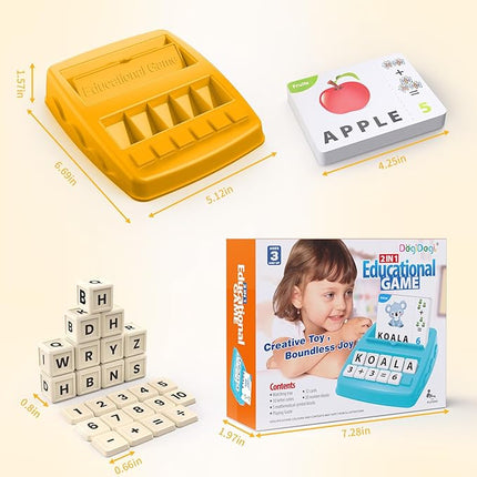 Educational Toys for Kids Ages 3-8, Matching Letter Spelling Game ABC Math Learning, Xmas Birthday Party Gifts for 3 4 5 6 7 8 Year Olds Boys and Girls Yellow