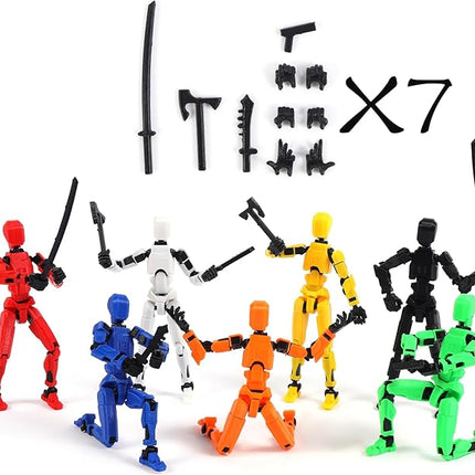7PCS Assembly Completed T13 Action Figure,3D Printed Multi-Jointed Movable Lucky 13 Action Figures,Multi-Articular Dummy 13 Action Figures,Desktop Decorations Toys (7 Colors)